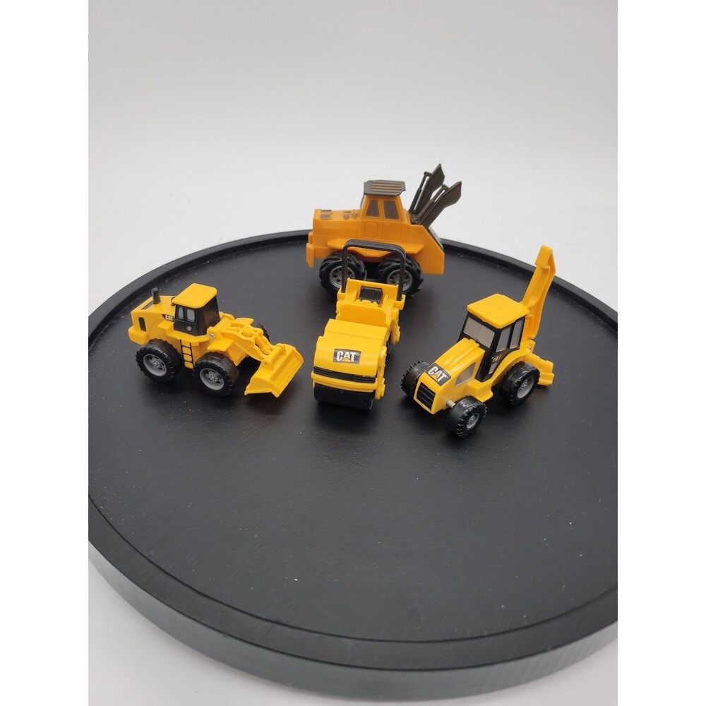 CAT Construction Vehicles Toy Lot Bulldozer Roller Loader  Plastic Set Lot Of 4